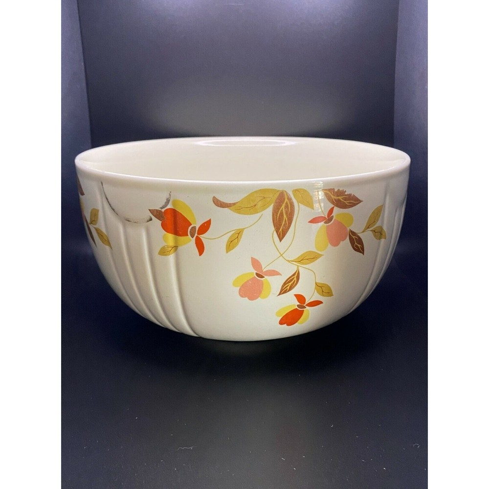 Hall Jewel Large Mixing Bowl 9" Porcelain Tea Autumn Leaf VINTAGE (17) - Picture 4 of 7